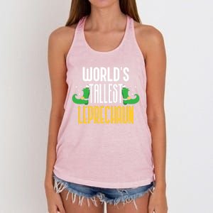 Worlds Tallest Leprechaun Irish St Patricks Day Ireland Meaningful Gift Women's Knotted Racerback Tank