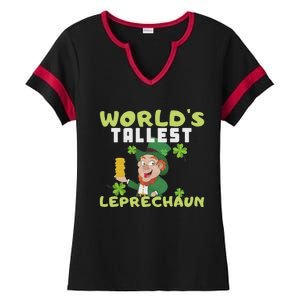 Worlds Tallest Leprechaun St Patricks Day Gift Ladies Halftime Notch Neck Tee