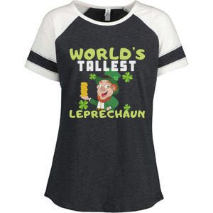 Worlds Tallest Leprechaun St Patricks Day Gift Enza Ladies Jersey Colorblock Tee