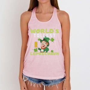 Worlds Tallest Leprechaun St Patricks Day Gift Women's Knotted Racerback Tank