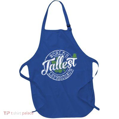 World's Tallest Leprechaun Funny Clovers St Patrick's Day Meaningful Gift Full-Length Apron With Pockets