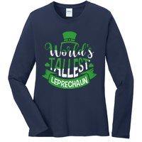 WorldS Tallest Leprechaun For A Irish St PatrickS Day Ladies Long Sleeve Shirt