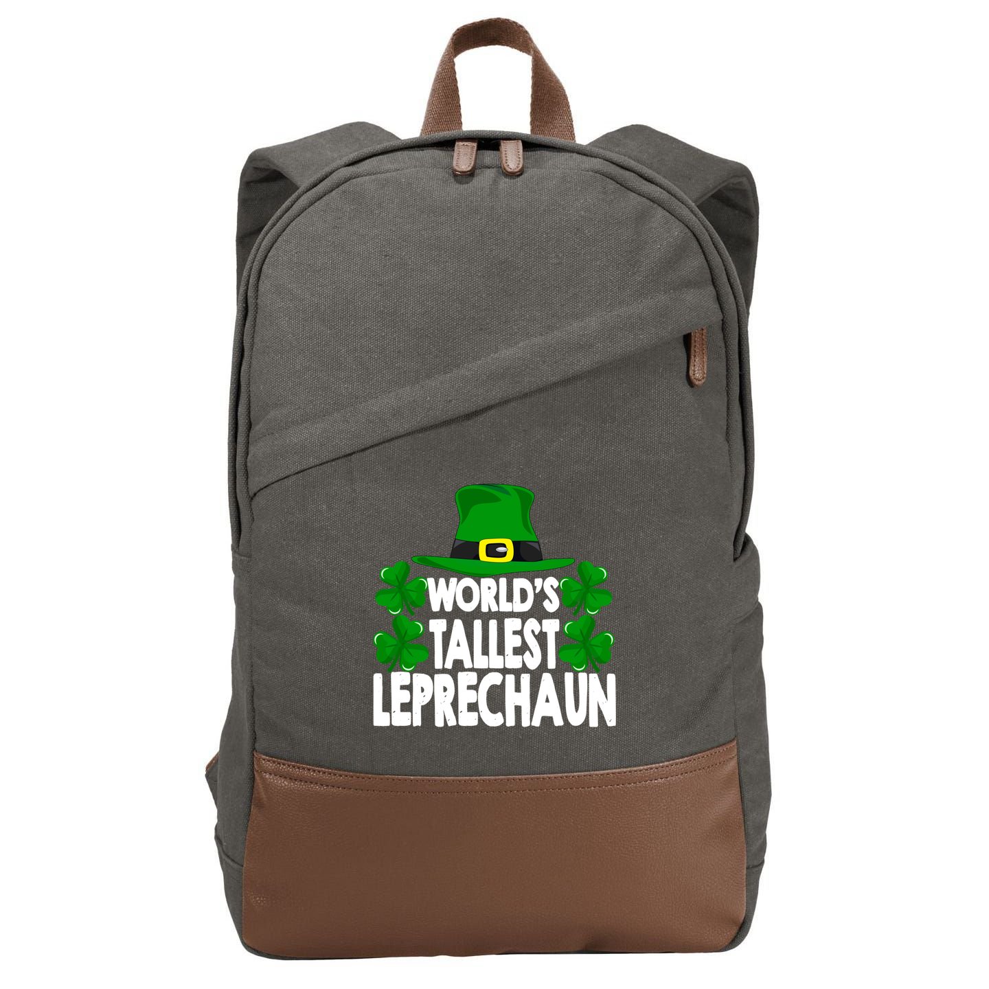 World's Tallest Leprechaun Funny Green St Patricks Day Funny Gift Funny Gift Cotton Canvas Backpack
