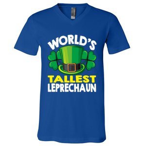 World's Tallest Leprechaun Funny Green St Patricks Day Funny Gift V-Neck T-Shirt