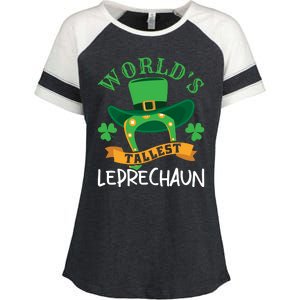 World's Tallest Leprechaun Funny St Patricks Day Enza Ladies Jersey Colorblock Tee