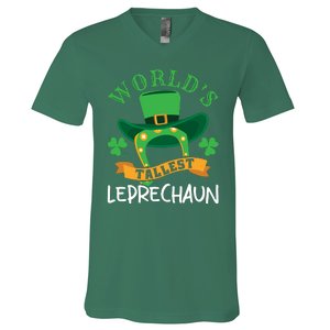 World's Tallest Leprechaun Funny St Patricks Day V-Neck T-Shirt