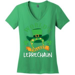 World's Tallest Leprechaun Funny St Patricks Day Women's V-Neck T-Shirt