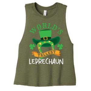 World's Tallest Leprechaun Funny St Patricks Day Women's Racerback Cropped Tank