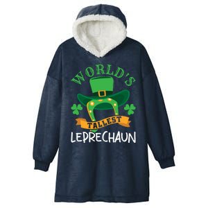 World's Tallest Leprechaun Funny St Patricks Day Hooded Wearable Blanket