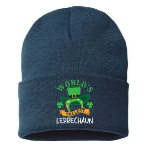 World's Tallest Leprechaun Funny St Patricks Day Sustainable Knit Beanie