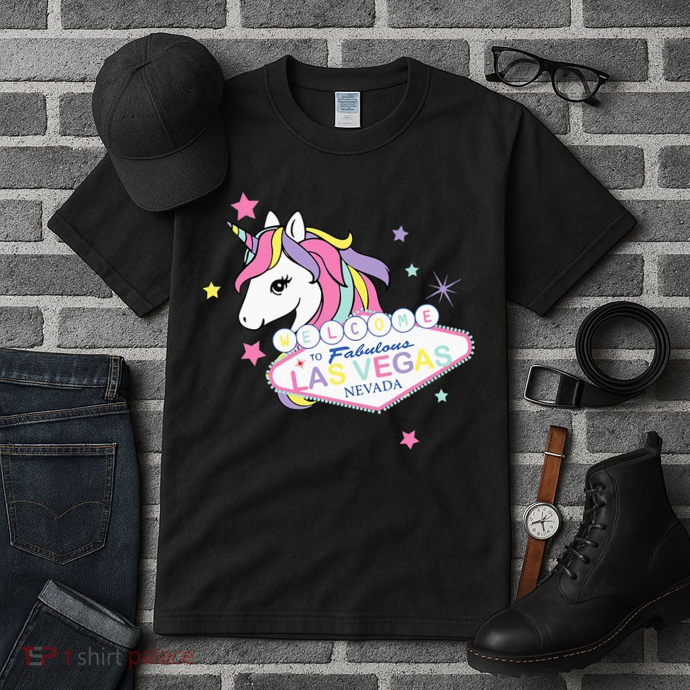Welcome to Las Vegas Fabulous Magical Unicorn Souvenir Sign Tall T-Shirt