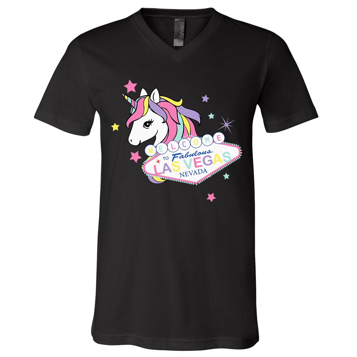 Welcome to Las Vegas Fabulous Magical Unicorn Souvenir Sign V-Neck T-Shirt