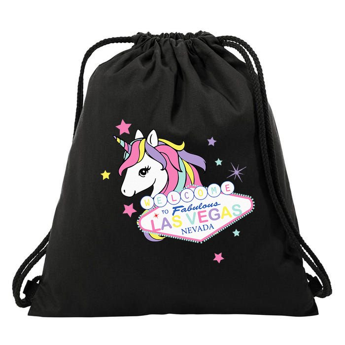 Welcome to Las Vegas Fabulous Magical Unicorn Souvenir Sign Drawstring Bag