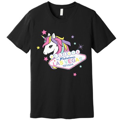 Welcome to Las Vegas Fabulous Magical Unicorn Souvenir Sign Premium T-Shirt