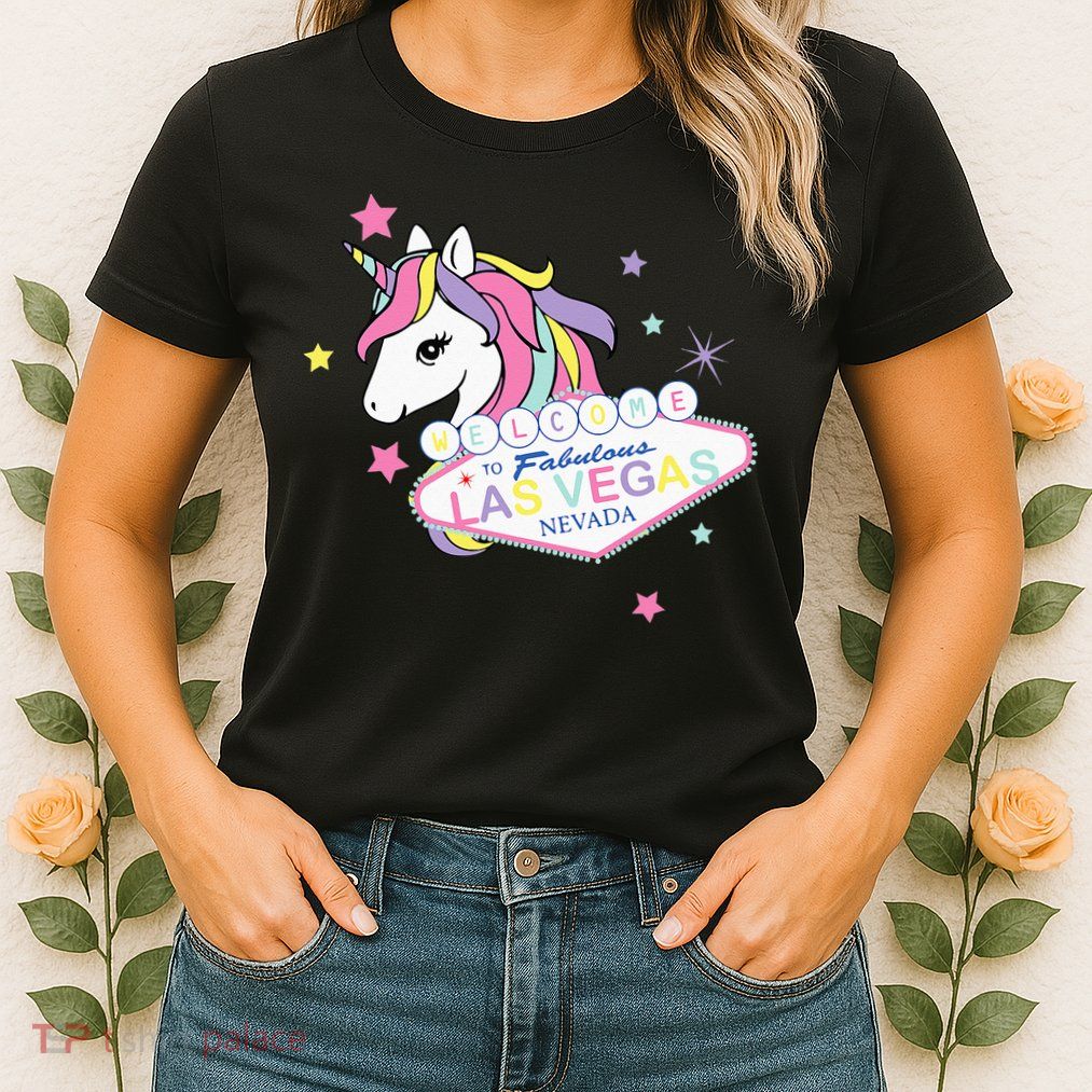 Welcome to Las Vegas Fabulous Magical Unicorn Souvenir Sign Womens T-Shirt
