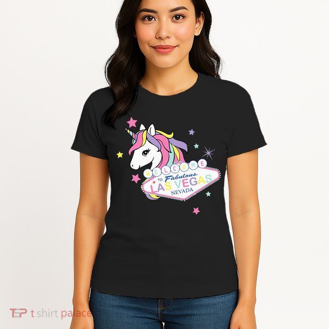 Welcome to Las Vegas Fabulous Magical Unicorn Souvenir Sign Womens T-Shirt