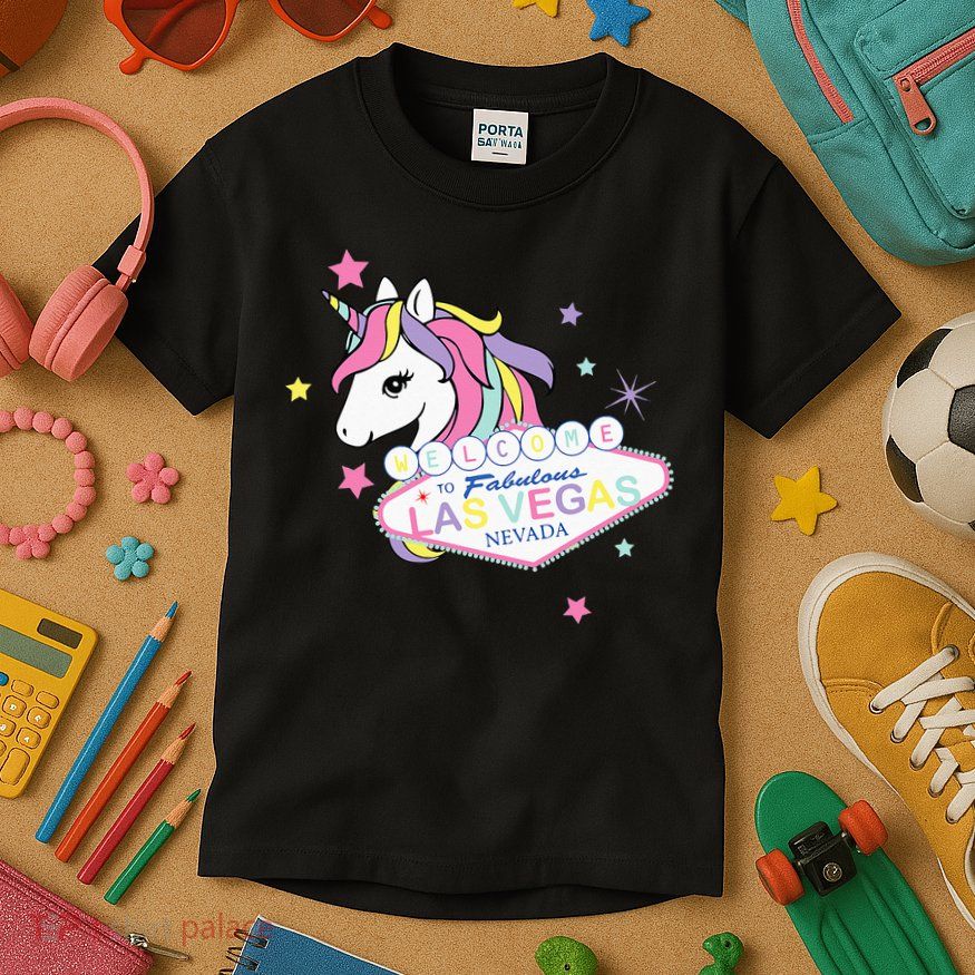 Welcome to Las Vegas Fabulous Magical Unicorn Souvenir Sign Kids T-Shirt