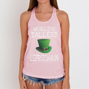 World's Tallest Leprechaun Funny St Patrick's Day Gift Women's Knotted Racerback Tank