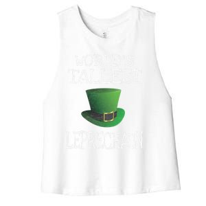 World's Tallest Leprechaun Funny St Patrick's Day Gift Women's Racerback Cropped Tank