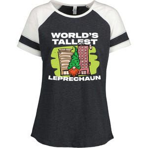 World's Tallest Leprechaun Funny St Patrick's Day Gift Enza Ladies Jersey Colorblock Tee