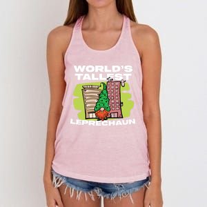 World's Tallest Leprechaun Funny St Patrick's Day Gift Women's Knotted Racerback Tank