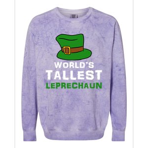 World's Tallest Leprechaun Green Top Hat St Patricks Humor Meaningful Gift Colorblast Crewneck Sweatshirt