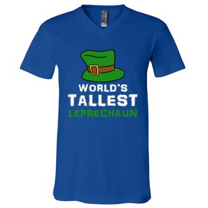 World's Tallest Leprechaun Green Top Hat St Patricks Humor Meaningful Gift V-Neck T-Shirt