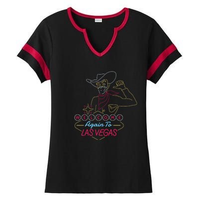 Welcome To Las Vegas Again Neon Sign Ladies Halftime Notch Neck Tee