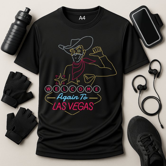 Welcome To Las Vegas Again Neon Sign Cooling Performance Crew T-Shirt