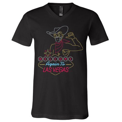 Welcome To Las Vegas Again Neon Sign V-Neck T-Shirt