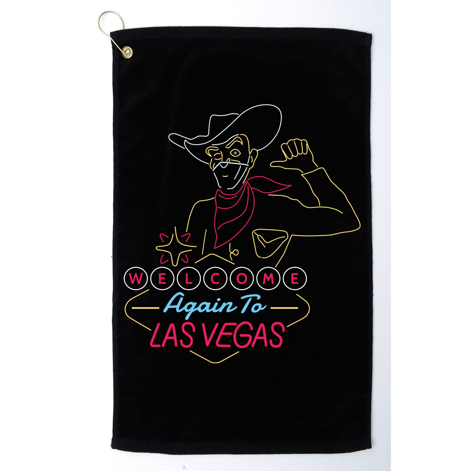 Welcome To Las Vegas Again Neon Sign Golf Towel