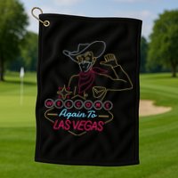 Welcome To Las Vegas Again Neon Sign Golf Towel
