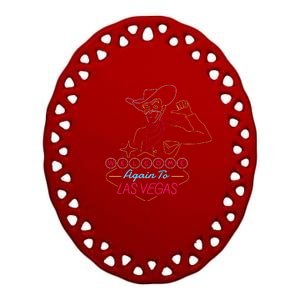 Welcome To Las Vegas Again Neon Sign Ceramic Oval Ornament