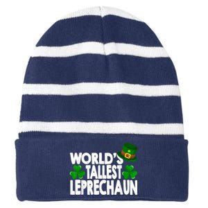 World's Tallest Leprechaun Funny Green St Patricks Day Gifts Striped Beanie with Solid Band