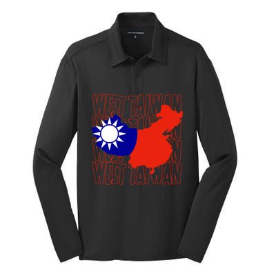 West Taiwan Map Classic Gift Cute Gift Silk Touch Performance Long Sleeve Polo