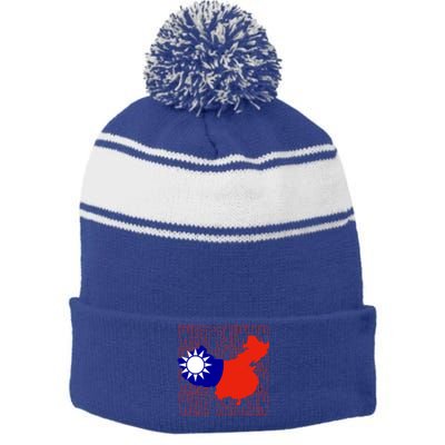 West Taiwan Map Classic Gift Cute Gift Stripe Pom Pom Beanie