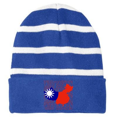 West Taiwan Map Classic Gift Cute Gift Striped Beanie with Solid Band