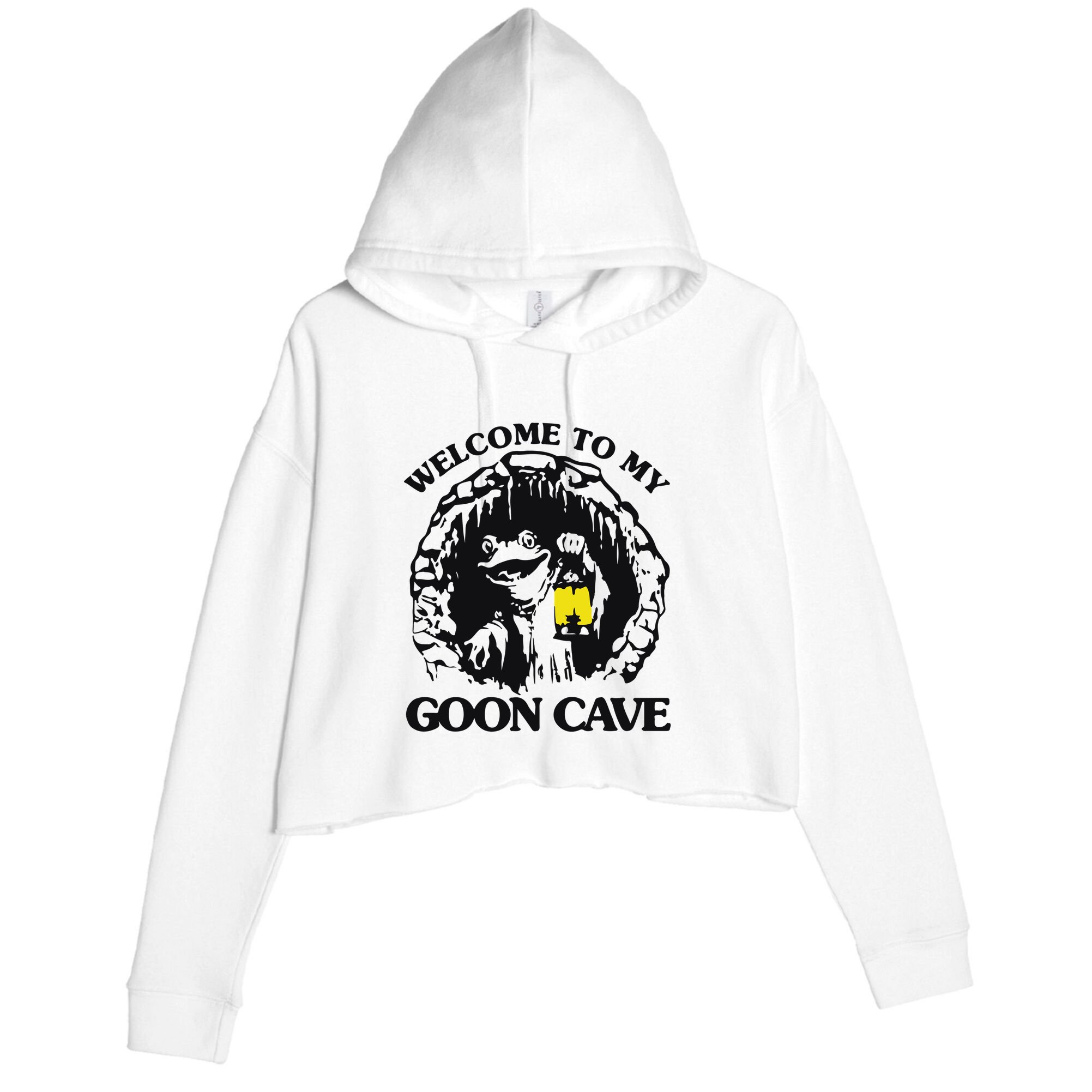 Welcome To My Goon Cave Crop Fleece Hoodie