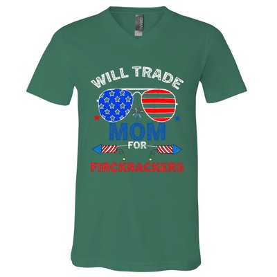 Will Trade Mom For Firecrackers V-Neck T-Shirt