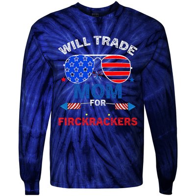 Will Trade Mom For Firecrackers Tie-Dye Long Sleeve Shirt