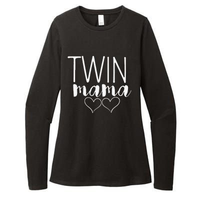 Womens Twin Mama Pregnancy Annoucement Costume Twin Mom Mothers Day Womens CVC Long Sleeve Shirt