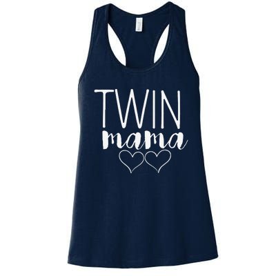 Womens Twin Mama Pregnancy Annoucement Costume Twin Mom Mothers Day Women's Racerback Tank