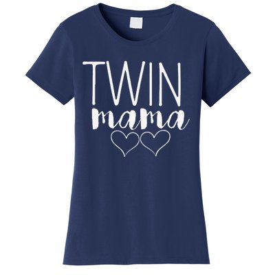 Womens Twin Mama Pregnancy Annoucement Costume Twin Mom Mothers Day Women's T-Shirt