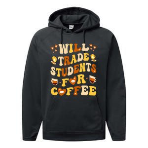 Will Trade My Students For Coffee Teacher ValentineS Day Performance Fleece Hoodie