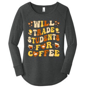 Will Trade My Students For Coffee Teacher ValentineS Day Women's Perfect Tri Tunic Long Sleeve Shirt