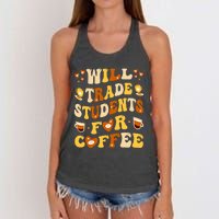 Will Trade My Students For Coffee Teacher ValentineS Day Women's Knotted Racerback Tank