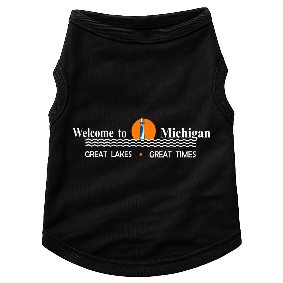 Welcome To Michigan Logo Great Lakes Great Times Doggie Tank