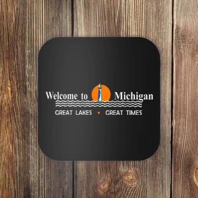 Welcome To Michigan Logo Great Lakes Great Times Coaster