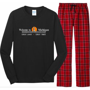 Welcome To Michigan Logo Great Lakes Great Times Long Sleeve Pajama Set