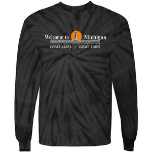 Welcome To Michigan Logo Great Lakes Great Times Tie-Dye Long Sleeve Shirt